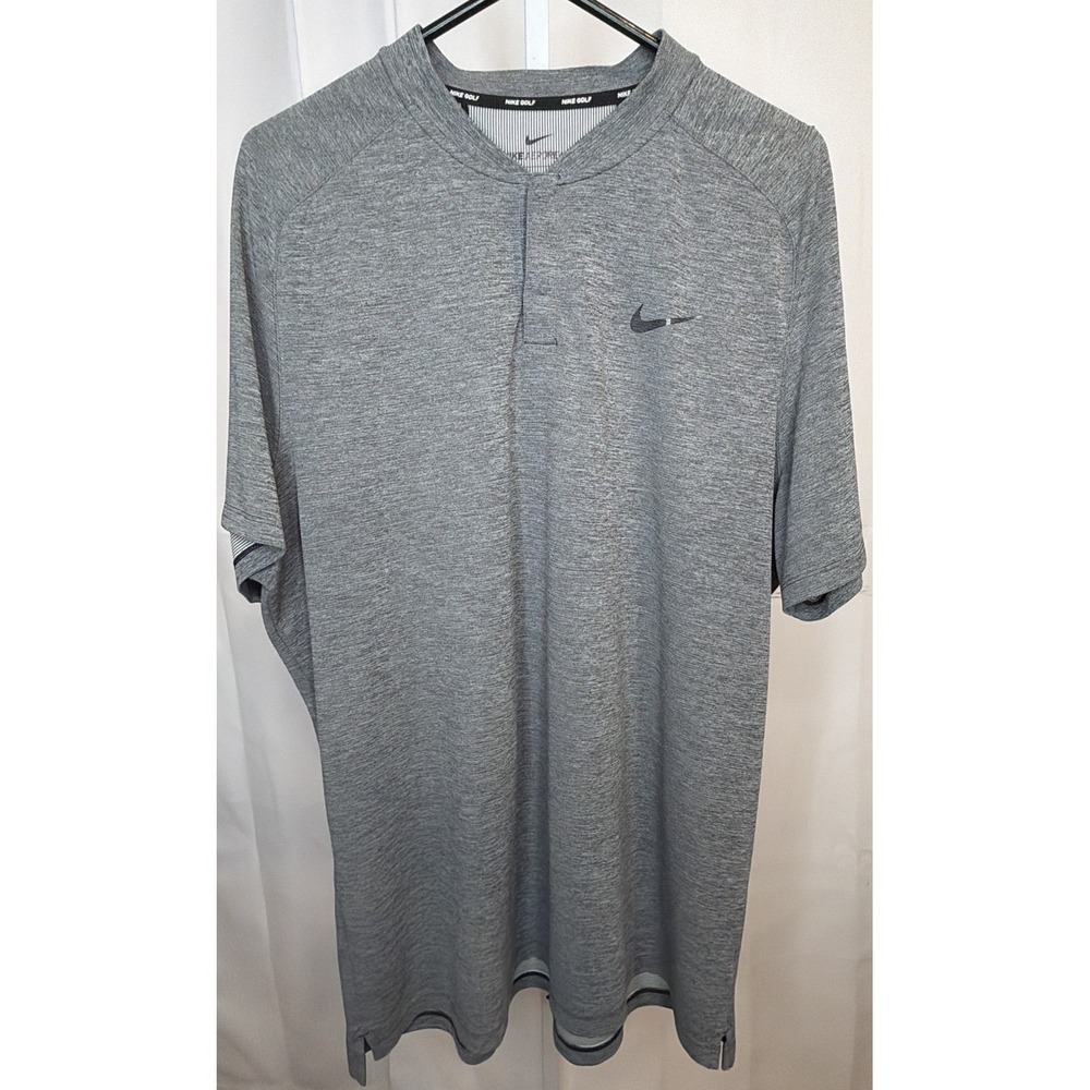 Nike Golf AeroReact Mens 2XL Gray Heather Blade Collar Polo Shirt 890046-011